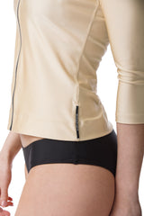 Champagne Gold Three Quarter Sleeve Rashguard Sun Protective Jacket UPF50