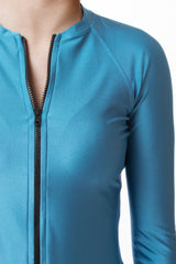 The Nicky Blue Three Quarter Sleeve Rashguard Sun Protective Jacket UPF50