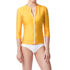 St Tropez Yellow Three Quarter Sleeve Rashguard Sun Protective Jacket UPF50