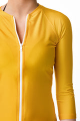 St Tropez Yellow Three Quarter Sleeve Rashguard Sun Protective Jacket UPF50