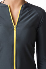 Titanium Grey Three Quarter Sleeve Rashguard Sun Protective Jacket UPF50