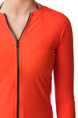 Vemilion Orange Three Quarter Sleeve Rashguard Sun Protective Jacket UPF50