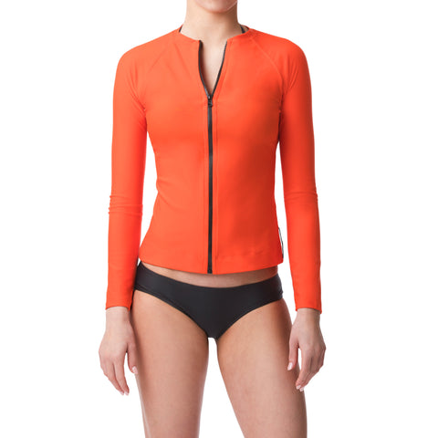 Vermilion Orange Long Sleeve Rashguard Sun Protective Jacket UPF50