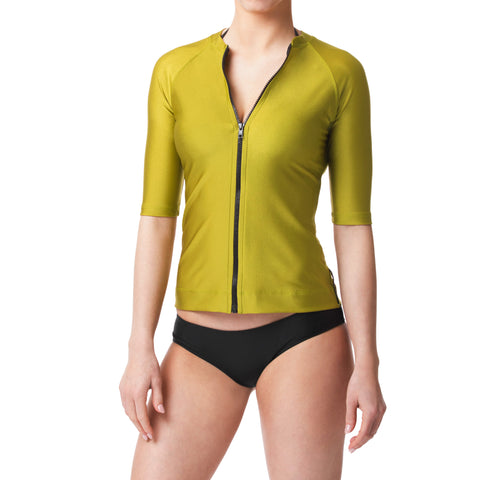 Bond Green Short Sleeve Rashguard Sun Protective Jacket UPF50